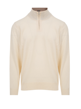 ΑΝΔΡΙΚΟ ΜΑΛΛΙΝΟ ΠΟΥΛΟΒΕΡ HALF-ZIP | Εκρού 118 XL