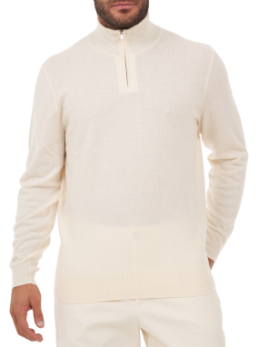 ΑΝΔΡΙΚΟ ΜΑΛΛΙΝΟ ΠΟΥΛΟΒΕΡ HALF-ZIP | Εκρού 118 XL