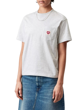 ΓΥΝΑΙΚΕΙΟ POCKET HEART T-SHIRT | Γκρι Ανοιχτό S