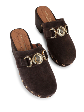 ΓΥΝΑΙΚΕΙΑ SUEDE MULES MANSION CLOG | Καφέ Σκούρο 38
