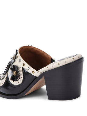 ΓΥΝΑΙΚΕΙΑ ΔΕΡΜΑΤΙΝΑ MULES FLOWER WESTERN MULE | Ασπρόμαυρο 39