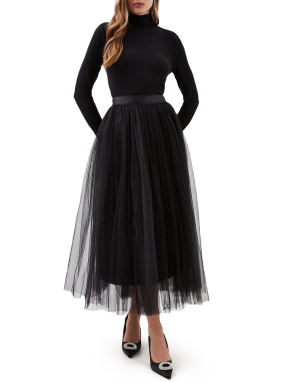 ΜΑΞΙ ΦΟΥΣΤΑ TULLE WOVEN | Μαύρο UK 12