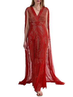 ΜΑΞΙ ΦΟΡΕΜΑ PREMIUM EMBELLISHED | Κόκκινο UK 10