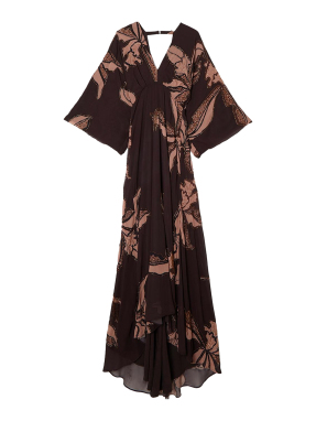 ΜΑΞΙ ΦΟΡΕΜΑ DRAMA KIMONO | Καφέ Σκούρο UK 8