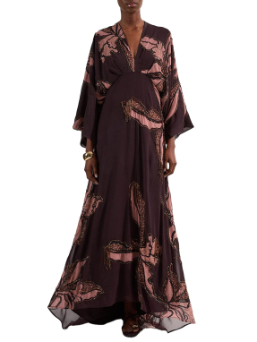 ΜΑΞΙ ΦΟΡΕΜΑ DRAMA KIMONO | Καφέ Σκούρο UK 8