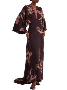 ΜΑΞΙ ΦΟΡΕΜΑ DRAMA KIMONO | Καφέ Σκούρο UK 8