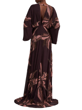 ΜΑΞΙ ΦΟΡΕΜΑ DRAMA KIMONO | Καφέ Σκούρο UK 8