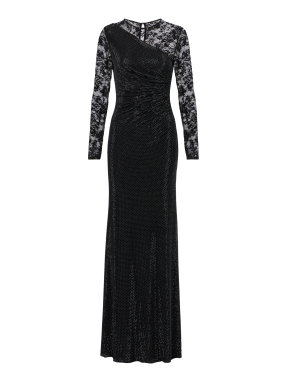 ΜΑΞΙ ΦΟΡΕΜΑ ΜΕ ΔΑΝΤΕΛΑ ΚΑΙ ΣΤΡΑΣ | Μαύρο UK 12