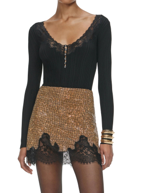 ΓΥΝΑΙΚΕΙΑ ΠΛΕΚΤΗ ΜΑΚΡΥΜΑΝΙΚΗ ΜΠΛΟΥΖΑ | Μαύρο S