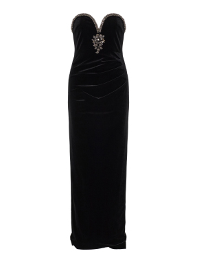 ΜΑΞΙ VELVET ΦΟΡΕΜΑ | Μαύρο BLACK UK 12