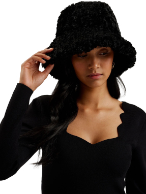 ΓΥΝΑΙΚΕΙΟ BUCKET ΚΑΠΕΛΟ FLUFFYI | Μαύρο ONE SIZE