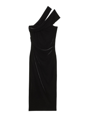 ΜΙΝΤΙ VELVET ΦΟΡΕΜΑ ONE SHOULDER DALIA | Μαύρο UK 8