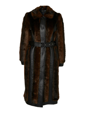 ΓΥΝΑΙΚΕΙΟ ΠΑΛΤΟ FAUX | Καφέ Σκούρο UK 14