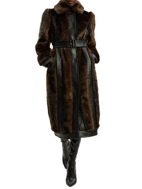 ΓΥΝΑΙΚΕΙΟ ΠΑΛΤΟ FAUX | Καφέ Σκούρο UK 14