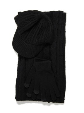 ΓΥΝΑΙΚΕΙΟ ΣΕΤ ΚΑΣΚΟΛ-ΓΑΝΤΙΑ-ΚΑΠΕΛΟ | Μαύρο ONE SIZE