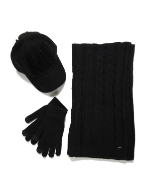 ΓΥΝΑΙΚΕΙΟ ΣΕΤ ΚΑΣΚΟΛ-ΓΑΝΤΙΑ-ΚΑΠΕΛΟ | Μαύρο ONE SIZE