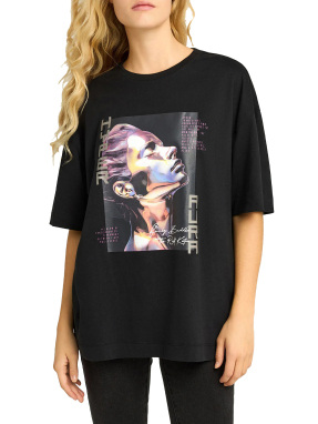 ΓΥΝΑΙΚΕΙΟ T-SHIRT ΜΕ ΤΥΠΩΜΑ | Μαύρο XL