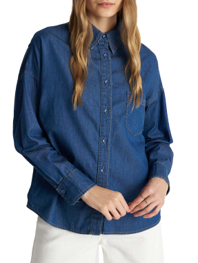 ΓΥΝΑΙΚΕΙΟ DENIM ΠΟΥΚΑΜΙΣΟ | Μπλε Σκούρο S