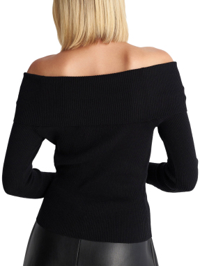 ΓΥΝΑΙΚΕΙΑ ΠΛΕΚΤΗ ΜΑΚΡΥΜΑΝΙΚΗ ΜΠΛΟΥΖΑ OFF-SHOULDER | Μαύρο BLACK M