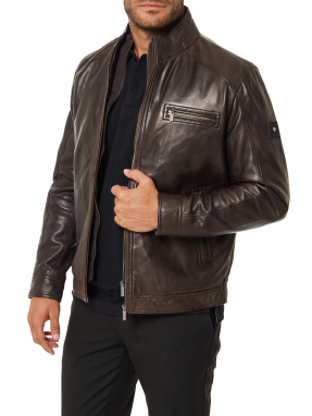 ΑΝΔΡΙΚΟ ΔΕΡΜΑΤΙΝΟ JACKET | Καφέ EU 54