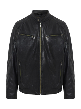 ΑΝΔΡΙΚΟ ΔΕΡΜΑΤΙΝΟ JACKET | Μαύρο EU 52