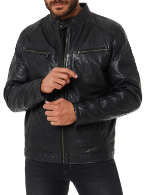 ΑΝΔΡΙΚΟ ΔΕΡΜΑΤΙΝΟ JACKET | Μαύρο EU 52