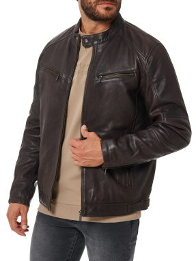 ΑΝΔΡΙΚΟ ΔΕΡΜΑΤΙΝΟ JACKET | Καφέ EU 56
