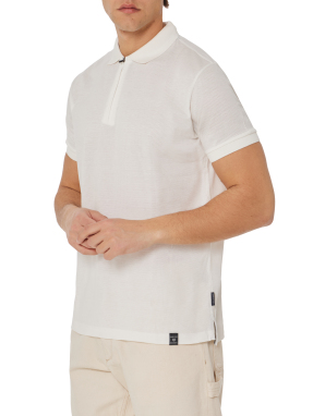 ΑΝΔΡΙΚΗ POLO ΜΠΛΟΥΖΑ HALF-ZIP | Λευκό M