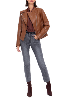 ΓΥΝΑΙΚΕΙΟ JACKET ΔΕΡΜΑΤΙΝΗ | Καφέ M