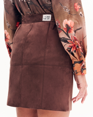 ΜΙΝΙ SUEDE ΦΟΥΣΤΑ | Καφέ Σκούρο 48