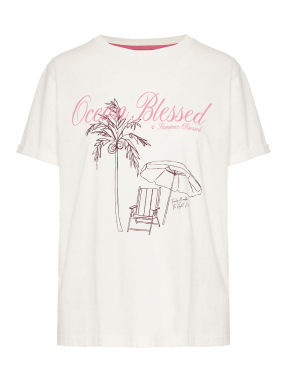 ΓΥΝΑΙΚΕΙΟ T-SHIRT ΜΕ ΤΥΠΩΜΑ | Εκρού S