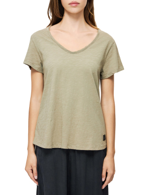 ΓΥΝΑΙΚΕΙΟ T-SHIRT ΜΕ V ΛΑΙΜΟΚΟΨΗ | Καφέ L