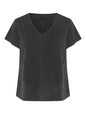 ΓΥΝΑΙΚΕΙΟ T-SHIRT ΜΕ V ΛΑΙΜΟΚΟΨΗ | Γκρι Σκούρο XS