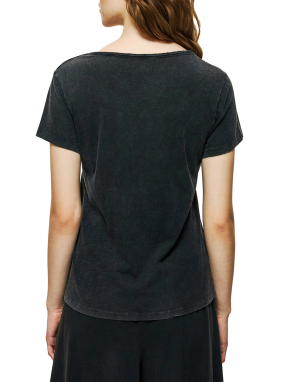 ΓΥΝΑΙΚΕΙΟ T-SHIRT ΜΕ V ΛΑΙΜΟΚΟΨΗ | Γκρι Σκούρο XS