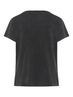 ΓΥΝΑΙΚΕΙΟ T-SHIRT ΜΕ V ΛΑΙΜΟΚΟΨΗ | Γκρι Σκούρο XS