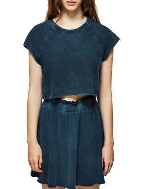 ΓΥΝΑΙΚΕΙΟ CROPPED T-SHIRT | Μπλε Σκούρο XS