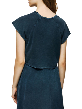 ΓΥΝΑΙΚΕΙΟ CROPPED T-SHIRT | Μπλε Σκούρο XS