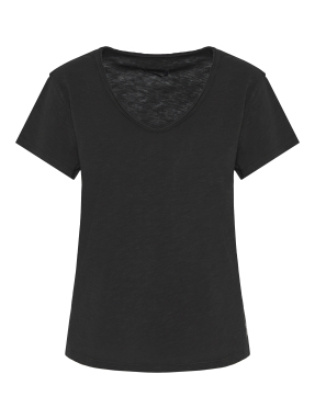 ΓΥΝΑΙΚΕΙΟ T-SHIRT ΜΕ V ΛΑΙΜΟΚΟΨΗ | Μαύρο XS