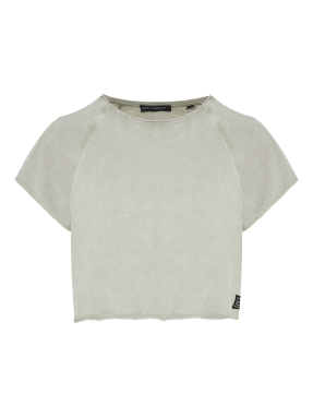 ΓΥΝΑΙΚΕΙΟ CROPPED T-SHIRT | Γκρι Ανοιχτό XS