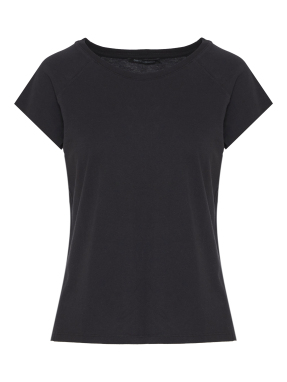ΓΥΝΑΙΚΕΙΟ T-SHIRT ΜΕ ΣΤΡΟΓΓΥΛΗ ΛΑΙΜΟΚΟΨΗ | Μαύρο S
