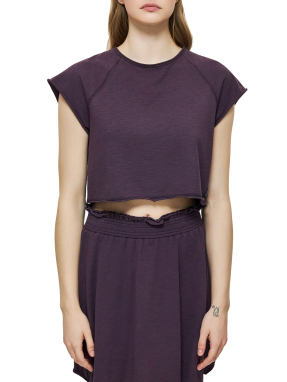 ΓΥΝΑΙΚΕΙΟ CROPPED T-SHIRT | Μωβ Σκούρο XS