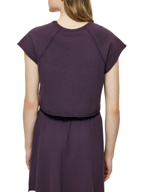 ΓΥΝΑΙΚΕΙΟ CROPPED T-SHIRT | Μωβ Σκούρο XS