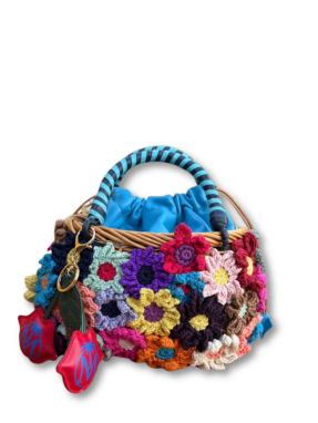 ΓΥΝΑΙΚΕΙΑ ΨΑΘΙΝΗ ΤΣΑΝΤΑ ΧΕΙΡΟΣ FLORAL WICKER | Μπλε 0