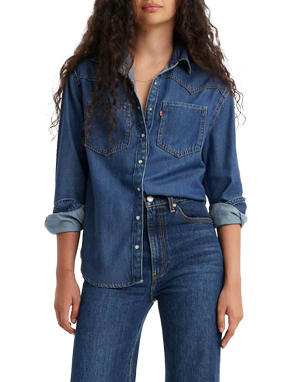 ΓΥΝΑΙΚΕΙΟ DENIM ΠΟΥΚΑΜΙΣΟ TEODORA WESTERN | Μπλε Σκούρο S