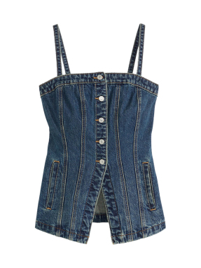 ΓΥΝΑΙΚΕΙΟ DENIM TOP | Μπλε Σκούρο M