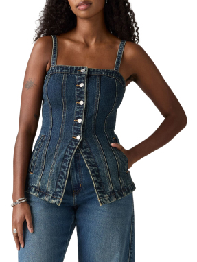 ΓΥΝΑΙΚΕΙΟ DENIM TOP | Μπλε Σκούρο M