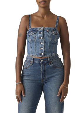 ΓΥΝΑΙΚΕΙΟ DENIM ΤΟΠ | Μπλε Σκούρο S