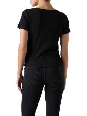 ΓΥΝΑΙΚΕΙΟ T-SHIRT ΜΕ ΚΟΥΜΠΙΑ | Μαύρο XS