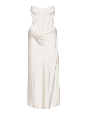 ΜΑΞΙ ΦΟΡΕΜΑ SATIN PEARL CORSET DRESS | Εκρού EU 34