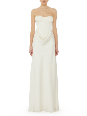 ΜΑΞΙ ΦΟΡΕΜΑ SATIN PEARL CORSET DRESS | Εκρού EU 34